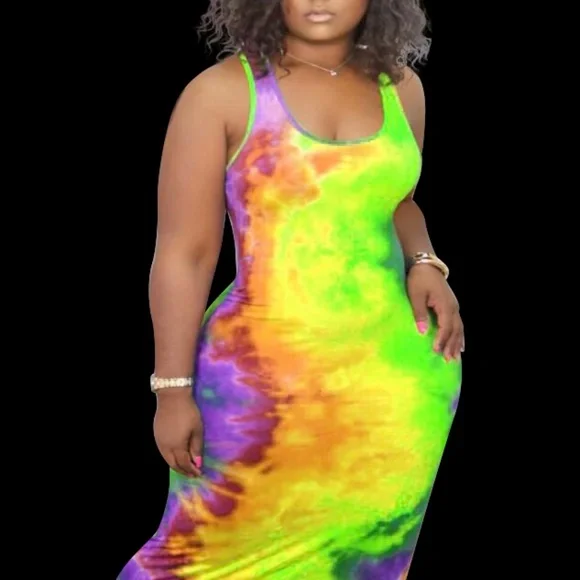 Dresses | Tie Dye Print Bodycon Maxi Dresses | Poshmark